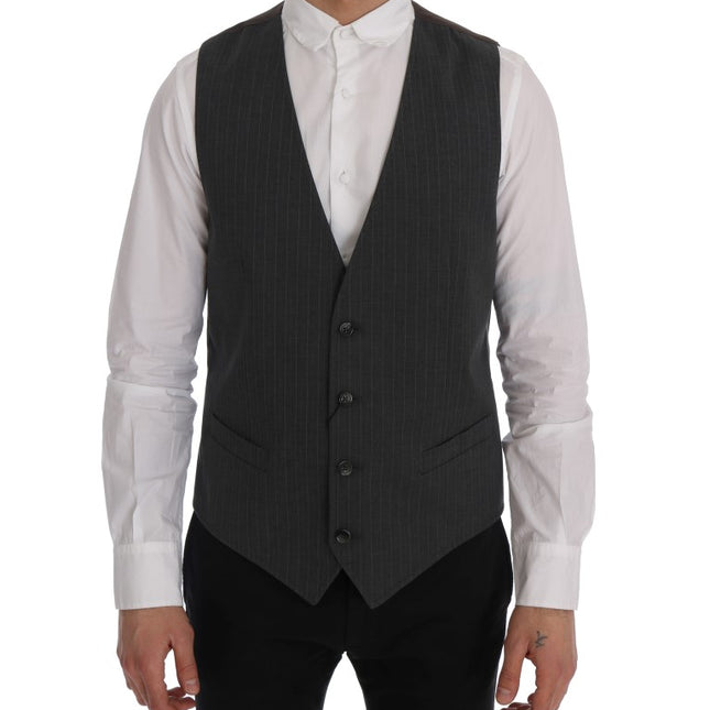 Dolce & Gabbana Gray STAFF Cotton Striped Vest