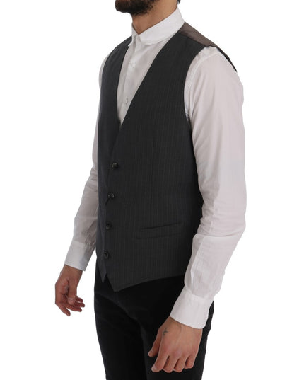 Dolce & Gabbana Gray STAFF Cotton Striped Vest