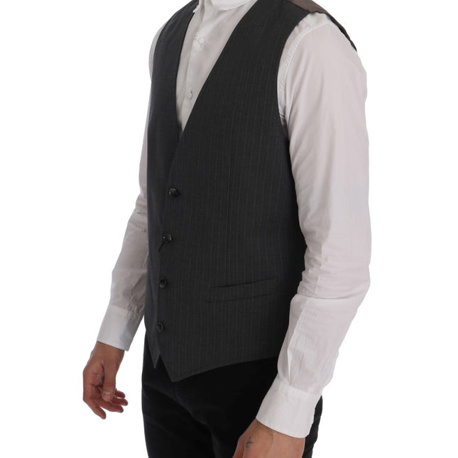 Dolce & Gabbana Gray STAFF Cotton Striped Vest