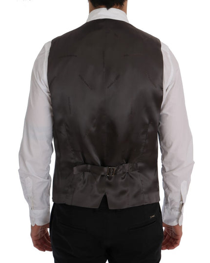 Dolce & Gabbana Gray STAFF Cotton Striped Vest
