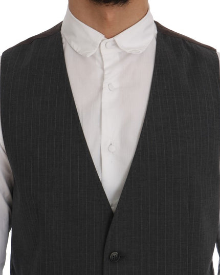 Dolce & Gabbana Gray STAFF Cotton Striped Vest