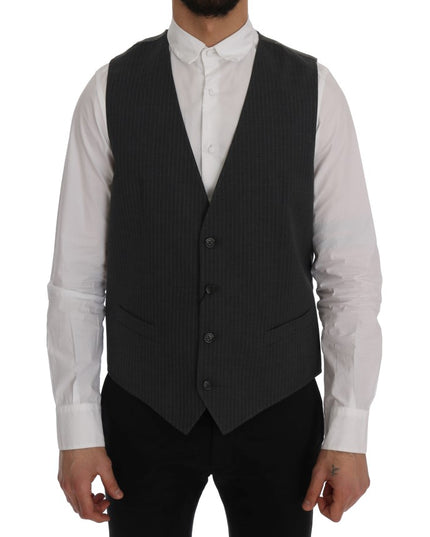 Dolce & Gabbana Gray STAFF Cotton Striped Vest