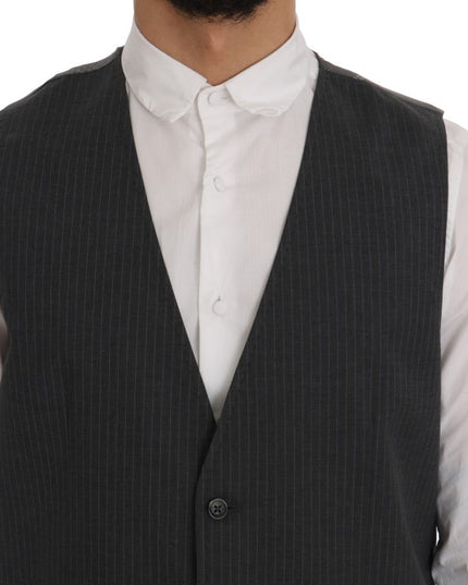 Dolce & Gabbana Gray STAFF Cotton Striped Vest