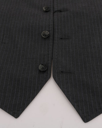 Dolce & Gabbana Gray STAFF Cotton Striped Vest