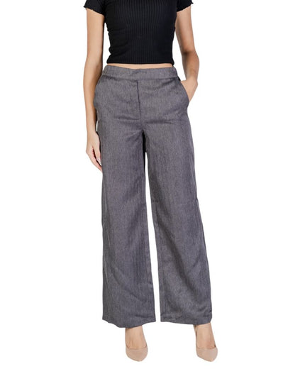 Jacqueline De Yong Gray Polyester Casual Pants