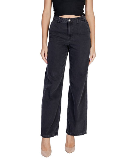 Jacqueline De Yong Black Cotton Relaxed Fit Jeans