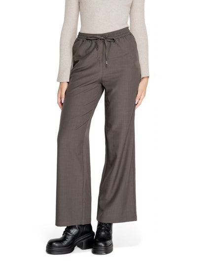 Only Gray Polyester Casual Pants