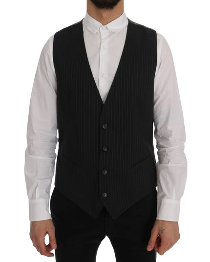 Dolce & Gabbana Gray STAFF Cotton Striped Vest