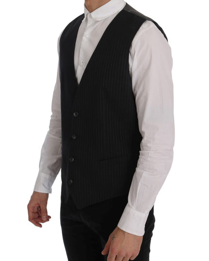 Dolce & Gabbana Gray STAFF Cotton Striped Vest