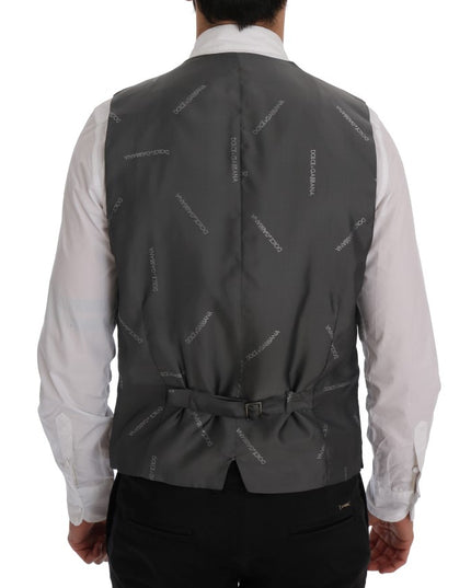 Dolce & Gabbana Gray STAFF Cotton Striped Vest