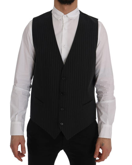 Dolce & Gabbana Gray STAFF Cotton Striped Vest
