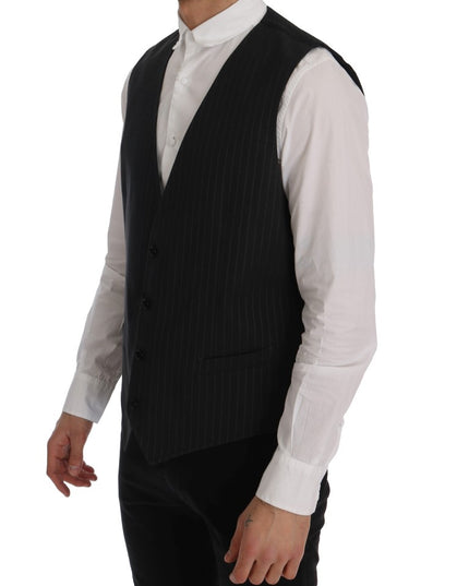 Dolce & Gabbana Gray STAFF Cotton Striped Vest