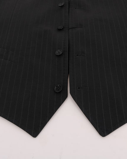 Dolce & Gabbana Gray STAFF Cotton Striped Vest