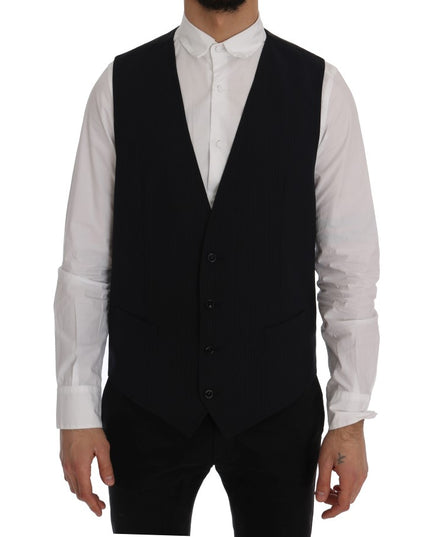 Dolce & Gabbana Black STAFF Wool Striped Vest