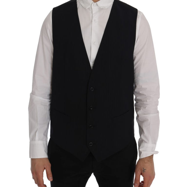 Dolce & Gabbana Black STAFF Wool Striped Vest
