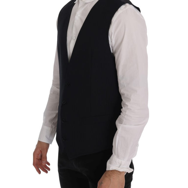 Dolce & Gabbana Black STAFF Wool Striped Vest
