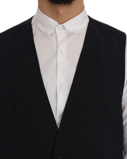 Dolce & Gabbana Black STAFF Wool Striped Vest