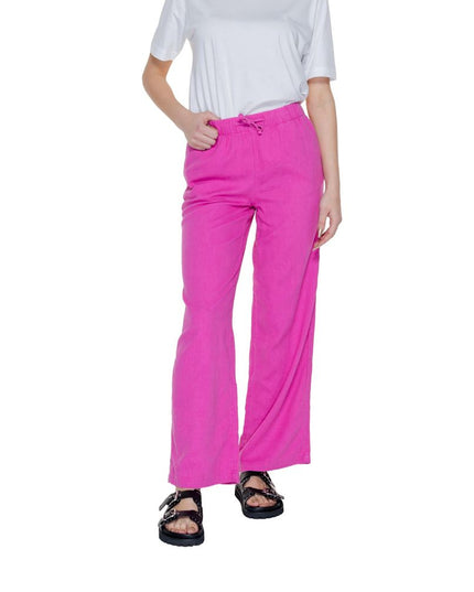 Only Pink Linen Casual Pants