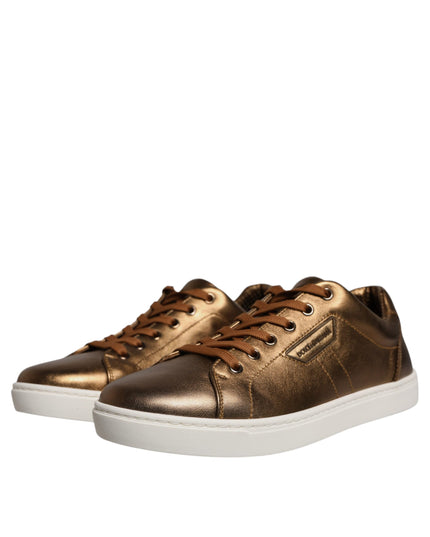Dolce & Gabbana Gold Leather Logo London Men Sneaker Shoes