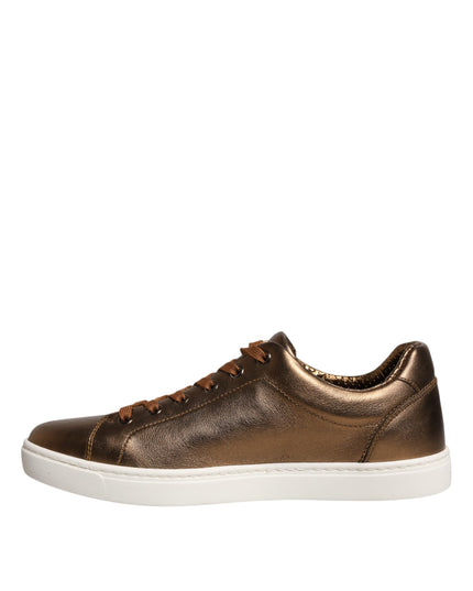 Dolce & Gabbana Gold Leather Logo London Men Sneaker Shoes