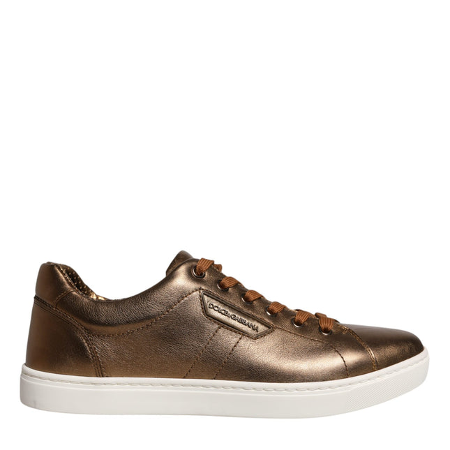 Dolce & Gabbana Gold Leather Logo London Men Sneaker Shoes