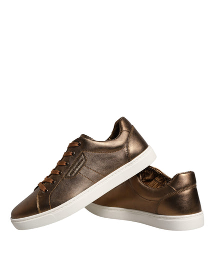 Dolce & Gabbana Gold Leather Logo London Men Sneaker Shoes