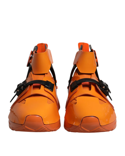 Dolce & Gabbana Orange Multi Panel Chunky High Top Sneakers Shoes