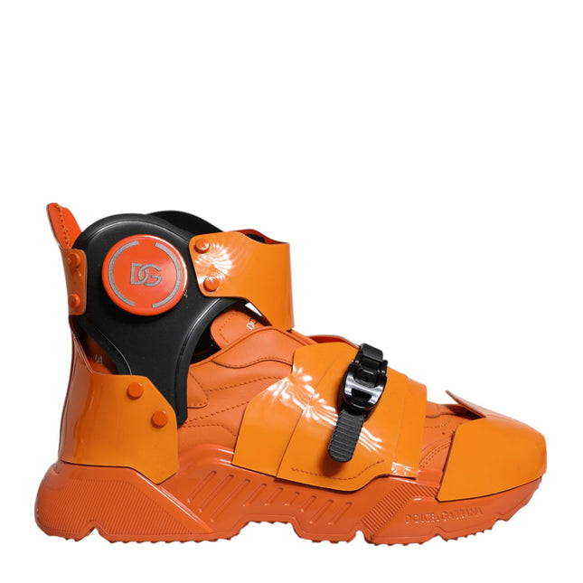 Dolce & Gabbana Orange Multi Panel Chunky High Top Sneakers Shoes