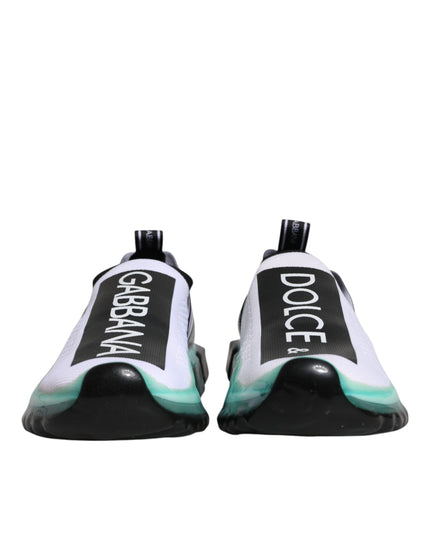 Dolce & Gabbana White Blue Sorrento Slip On Sneakers Shoes