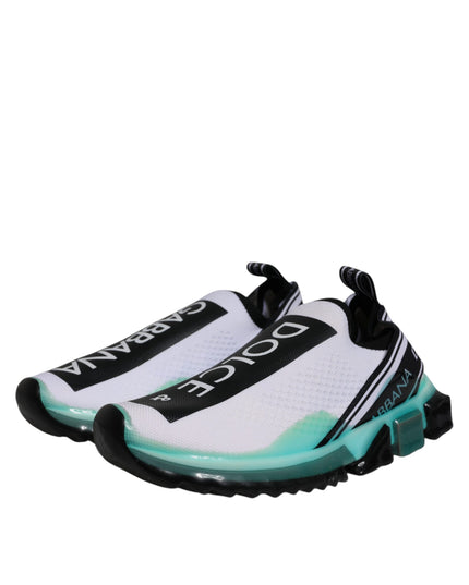 Dolce & Gabbana White Blue Sorrento Slip On Sneakers Shoes