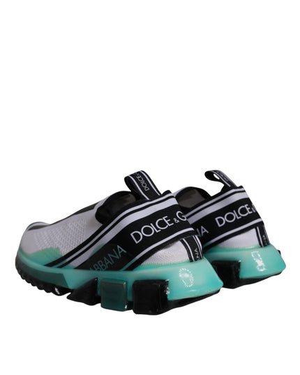 Dolce & Gabbana White Blue Sorrento Slip On Sneakers Shoes