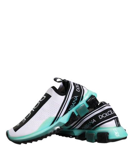 Dolce & Gabbana White Blue Sorrento Slip On Sneakers Shoes