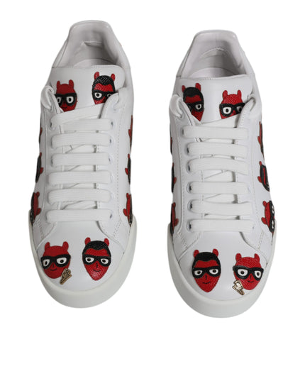Dolce & Gabbana White Devil Face Portofino Sneakers Shoes