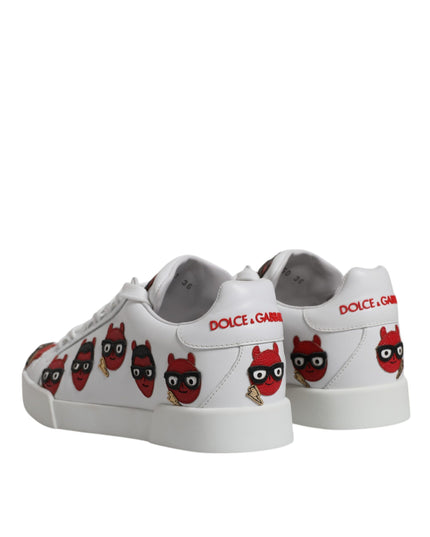 Dolce & Gabbana White Devil Face Portofino Sneakers Shoes