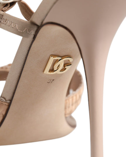 Dolce & Gabbana Beige Keira Slingback Heels Sandals Shoes