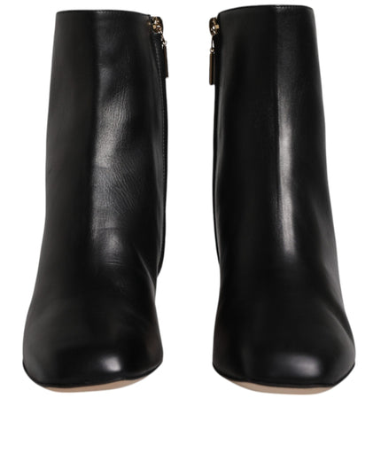 Dolce & Gabbana Black Jackie Leather Mid Calf Boots Shoes