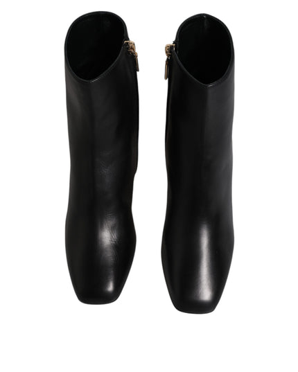 Dolce & Gabbana Black Jackie Leather Mid Calf Boots Shoes