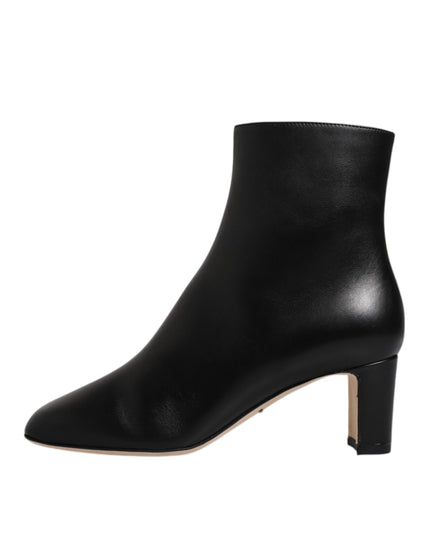 Dolce & Gabbana Black Jackie Leather Mid Calf Boots Shoes