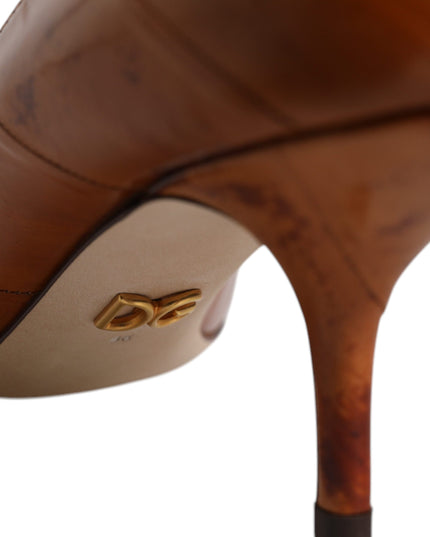 Dolce & Gabbana Brown Leather Kitten Heels Pumps Shoes