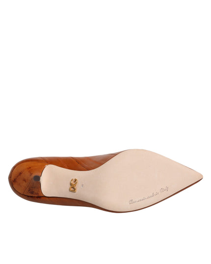 Dolce & Gabbana Brown Leather Kitten Heels Pumps Shoes