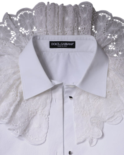 Dolce & Gabbana White Cotton Poplin Shirt Dress Blouse Top