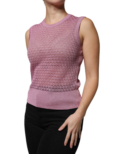 Dolce & Gabbana Pink Mesh See Through Sleeveless Tank Top