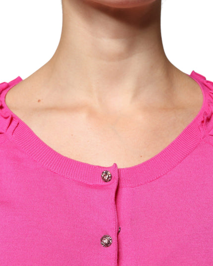Dolce & Gabbana Pink Wool Button Down Cardigan Sweater