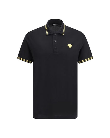 Versace Black Cotton Polo Shirt