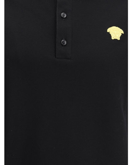 Versace Black Cotton Polo Shirt