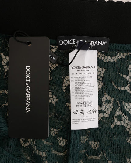 Dolce & Gabbana Green Floral Lace Leggings Pants