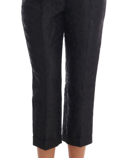 Dolce & Gabbana Black Floral Brocade Capri Pants