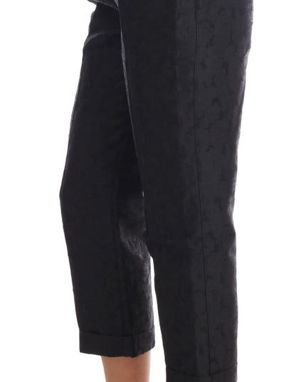 Dolce & Gabbana Black Floral Brocade Capri Pants