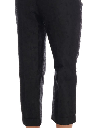 Dolce & Gabbana Black Floral Brocade Capri Pants