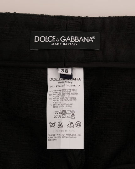 Dolce & Gabbana Black Floral Brocade Capri Pants